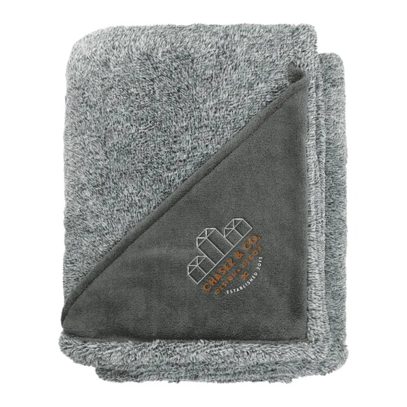 Personalized Heathered Fuzzy Fleece Blanket - 50"x60"