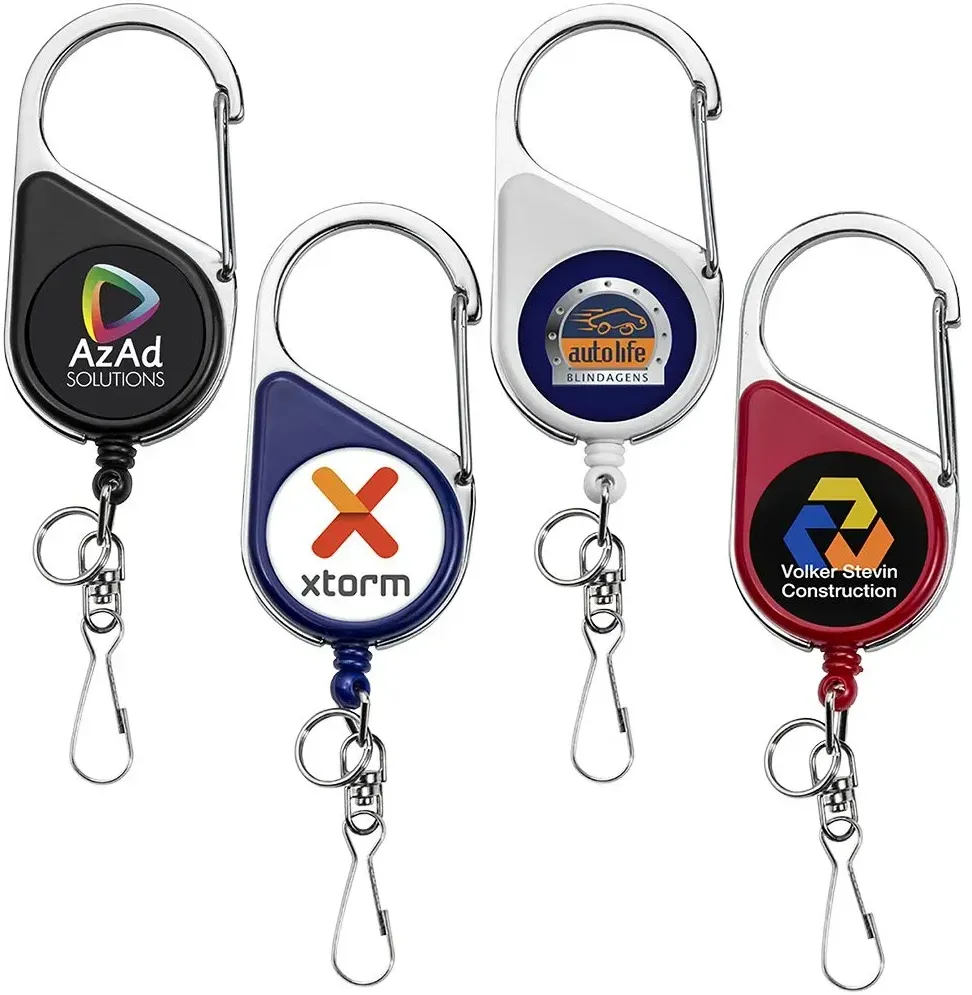 Heavy Duty Carabiner Badge Reel (swivel “J” hook & mini split ring)