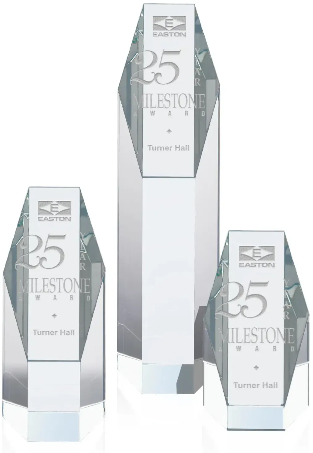 Custom Engraved Hexagon Crystal Tower for Corporate Awards