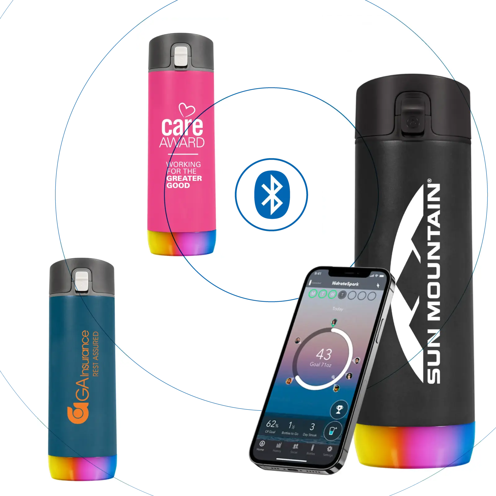 HidrateSpark® Smart Water Bottle with Customizable Glow - 17 oz.