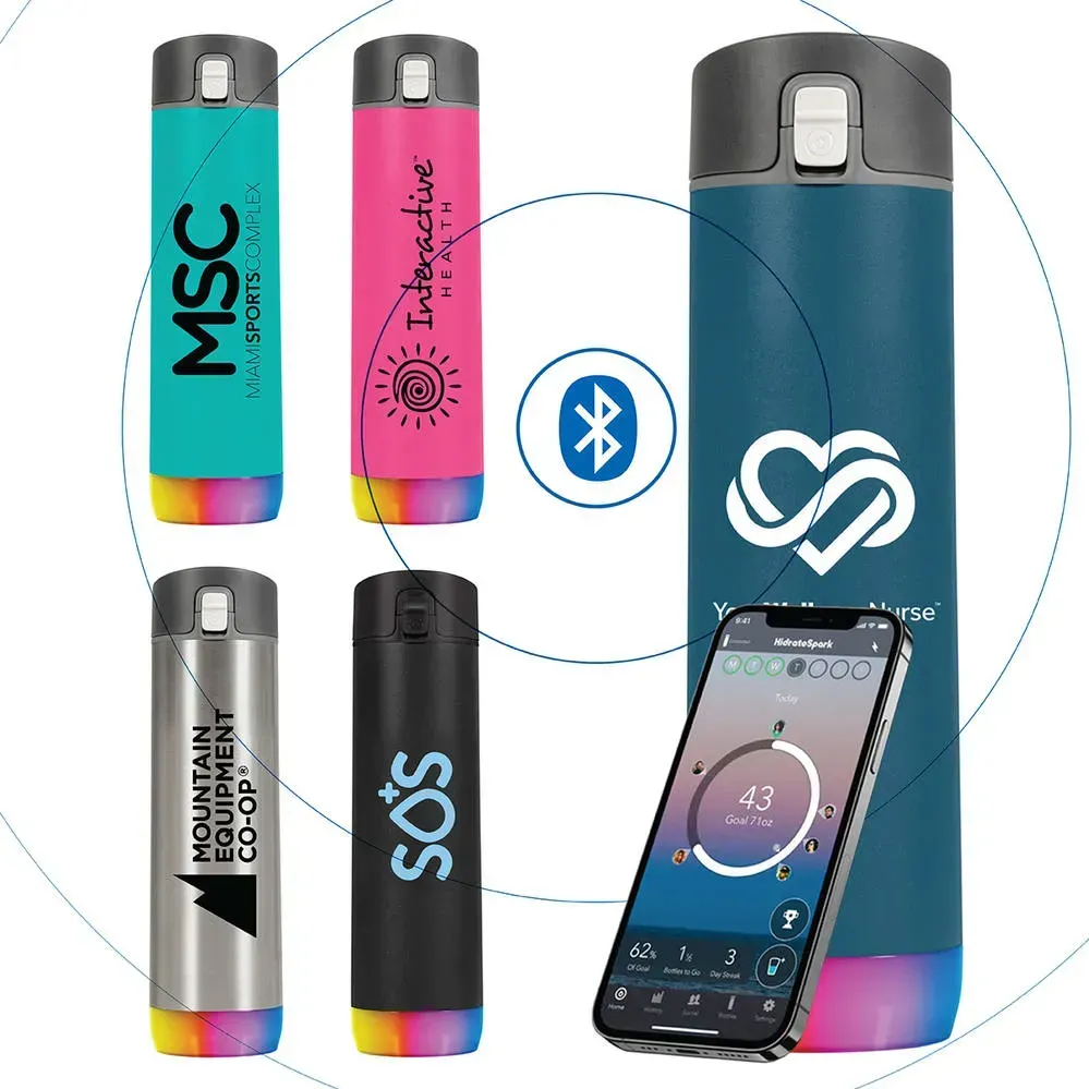 HidrateSpark® 21 oz. Smart Water Bottle with LED Dispaly and Chug Lid for Fitness Tracking