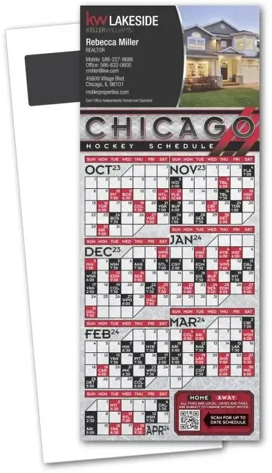 Hockey Schedule Magnetic Stick Up Card