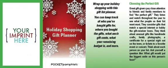 Holiday Shopping Gift Planner Pocket Pamphlet