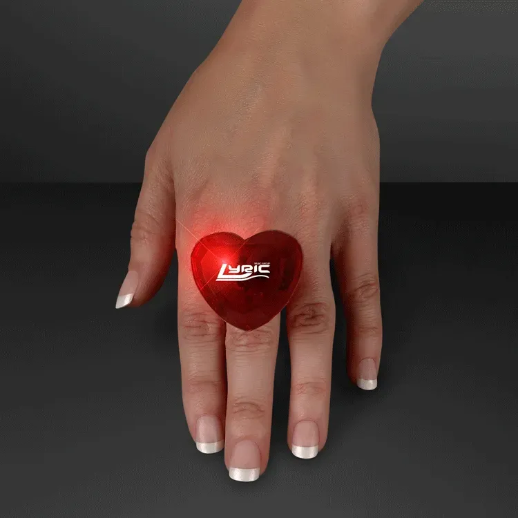 Huge Gem Flashing Heart Rings