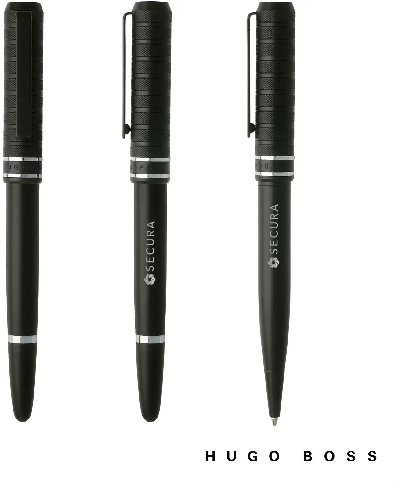 Hugo Boss Black Metal Level Pen with Geometric Pattern