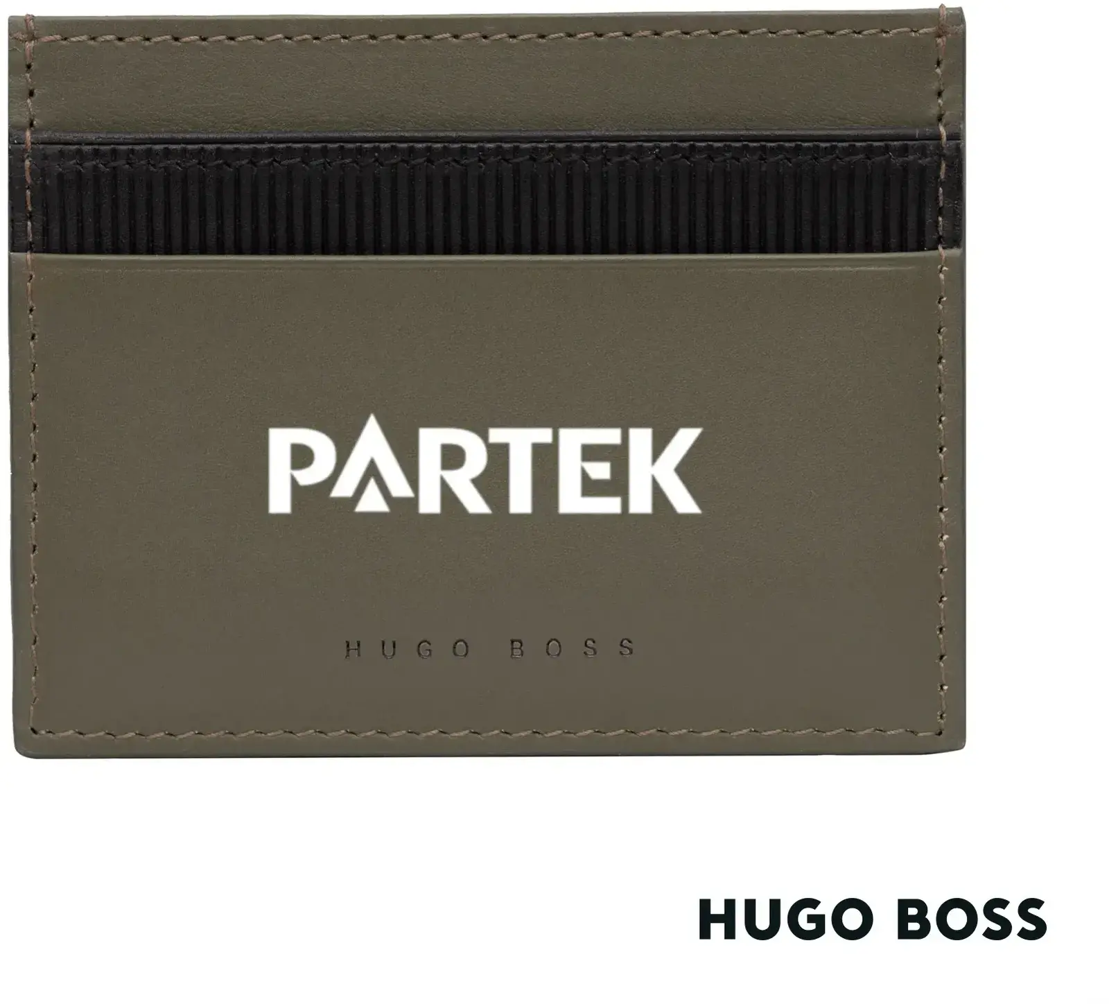 Hugo Boss® Matrix Custom Leather Card Holder - Personalized Logo Products