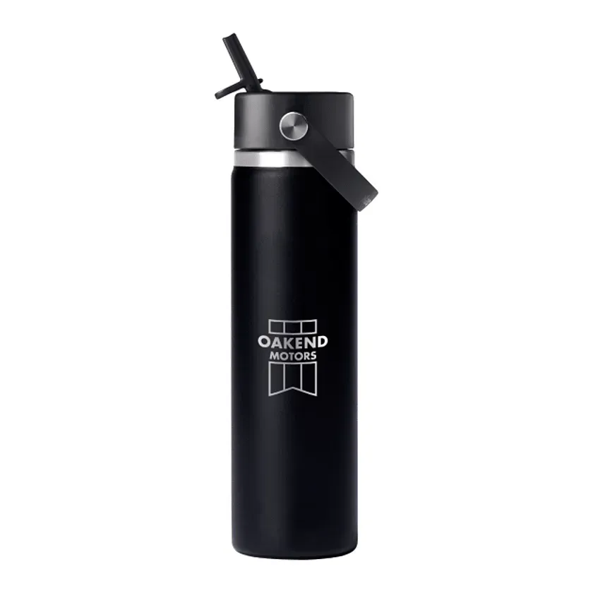 Custom Hydro Flask Wide Mouth Water Bottle with Flex Straw Cap - 24oz