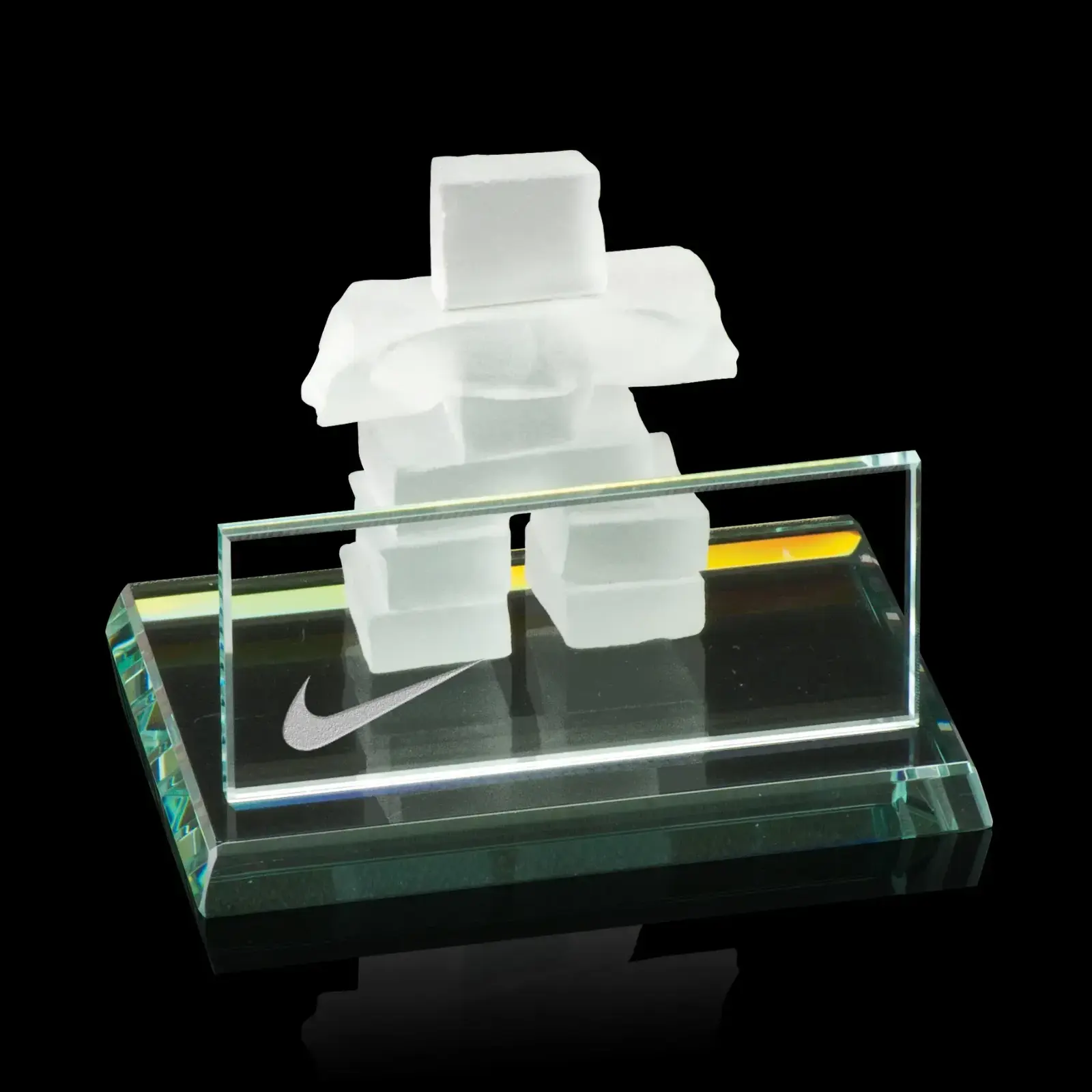 Glass Inukshuk Card Holder: Branded & Customizable (Max 60 chars)