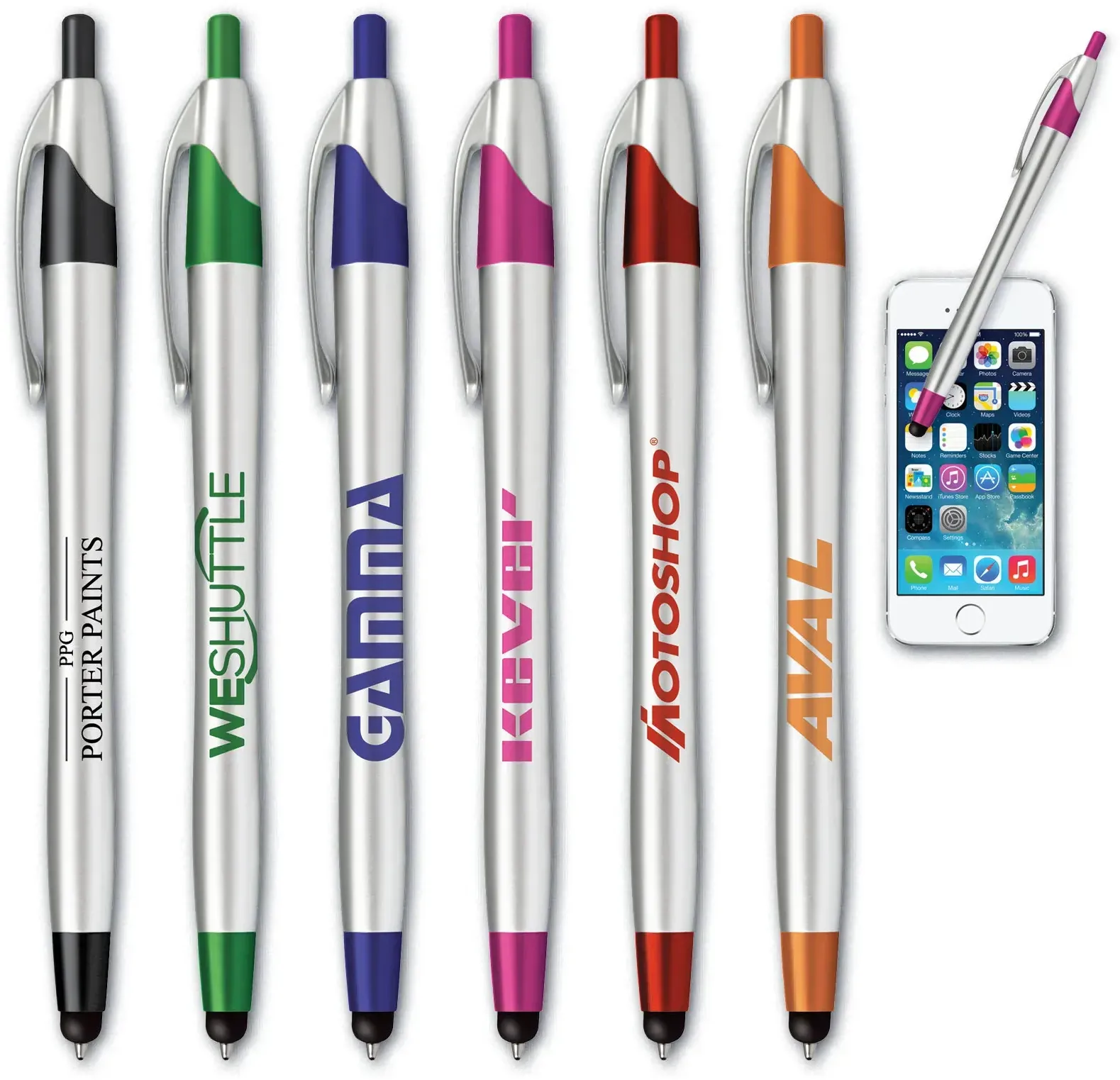 iWrite™ Silver Barrel Pen + Stylus Combo - Value Promotional Tool for Touchscreen Devices