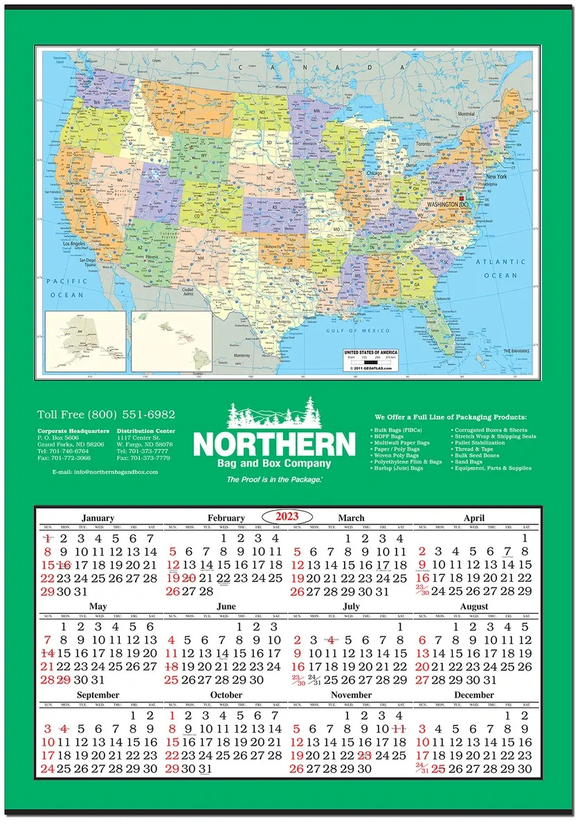 Jumbo Map Calendar (United States)