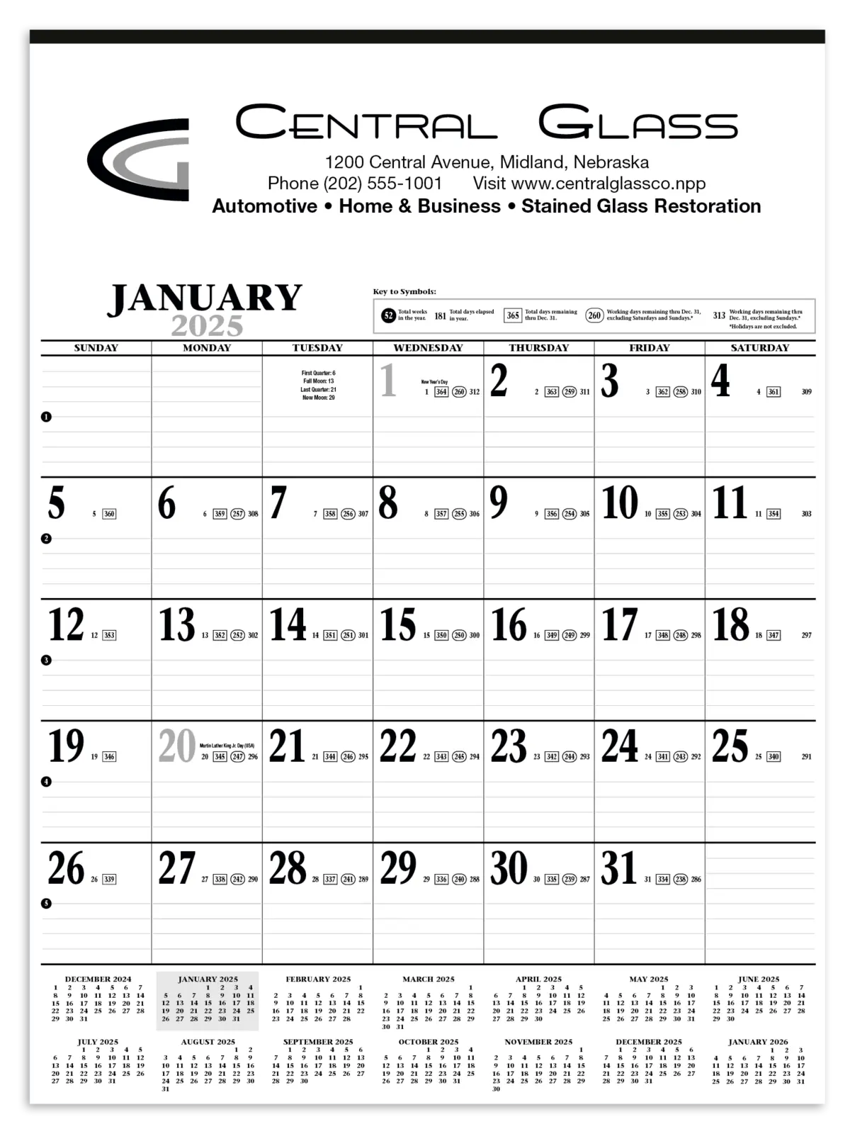 Custom Large Contractor Calendar