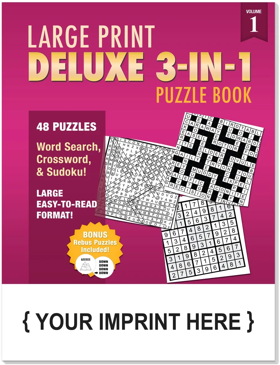 LARGE PRINT Deluxe 3-in-1 Puzzle Book Pack
