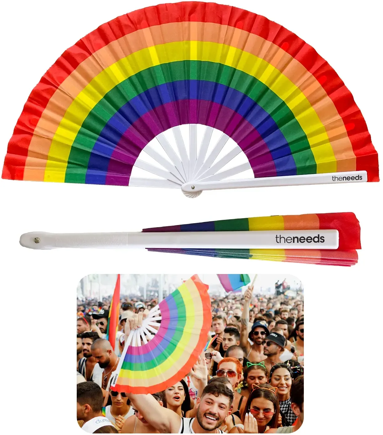 Personalized Rainbow Collapsible Fan