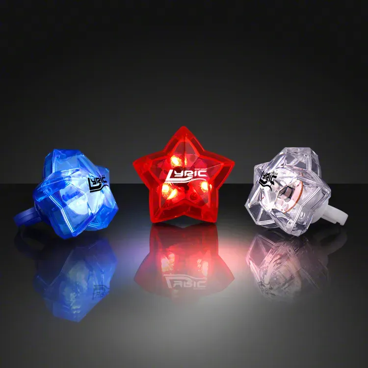 LED Assorted Red , White & Blue Star Bling Rings