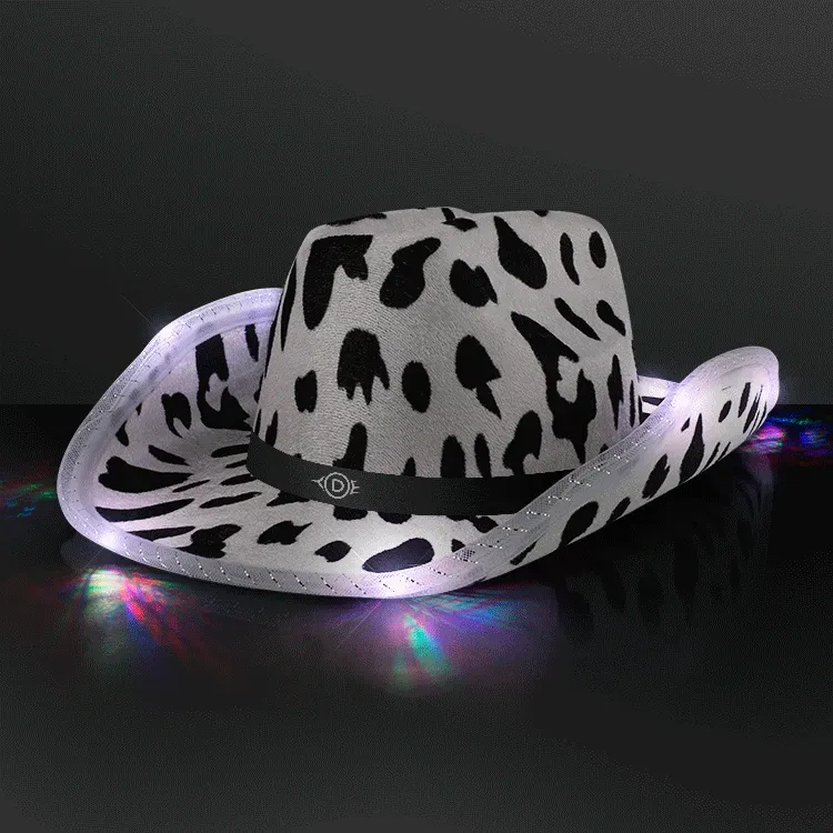 LED Cow Print Hat with Black Band