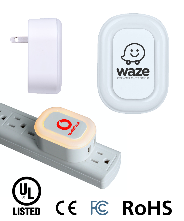 LED Night Light USB Wall Charger - Customizable Design