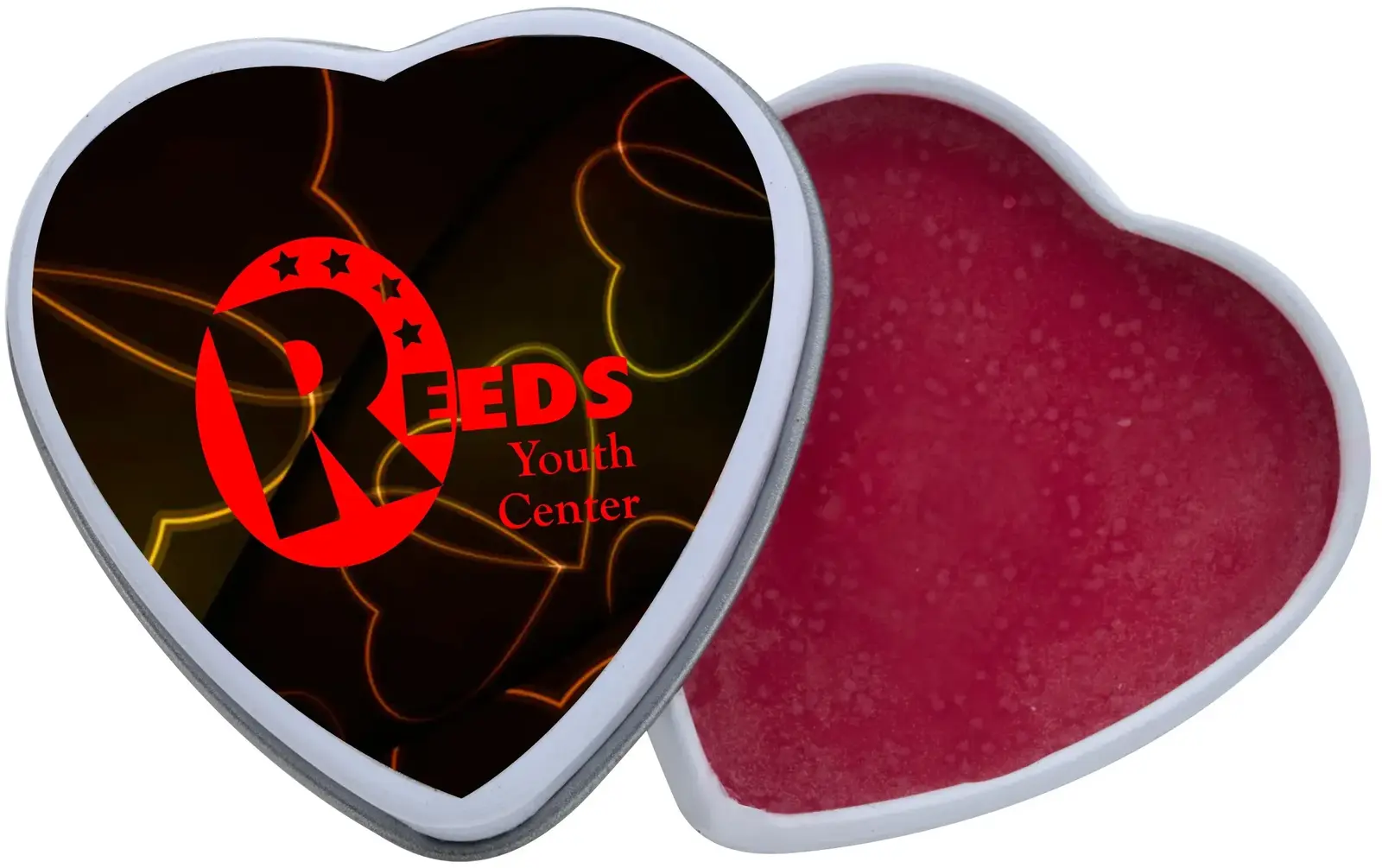 Custom Printed Lip Moisturizer Heart Tin