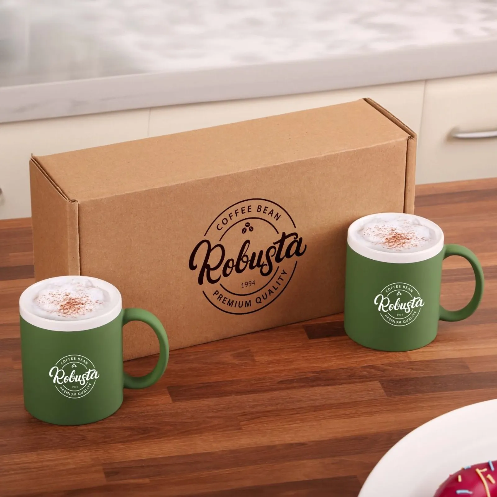 Luxury Sunrise Velvet-Touch Mug Gift Set – Two 11 Oz. Stoneware Mugs in Eco Kraft Box