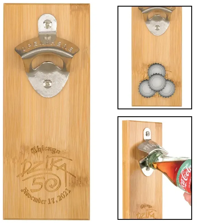 Bamboo Magnetic Wall Mounted Bottle Opener