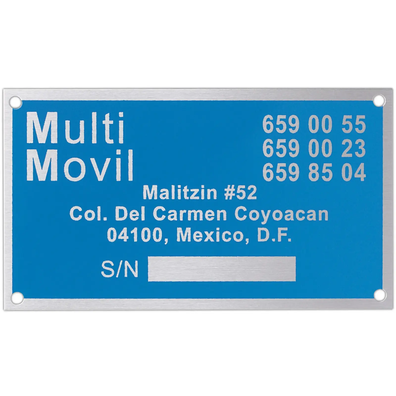 Metal Plates & Signage: 30-40 sq. in.