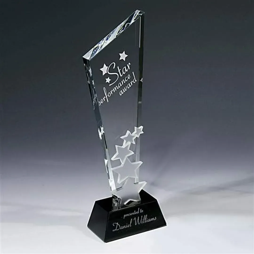 Star-Crystal Meteor Shower Award with Black Base