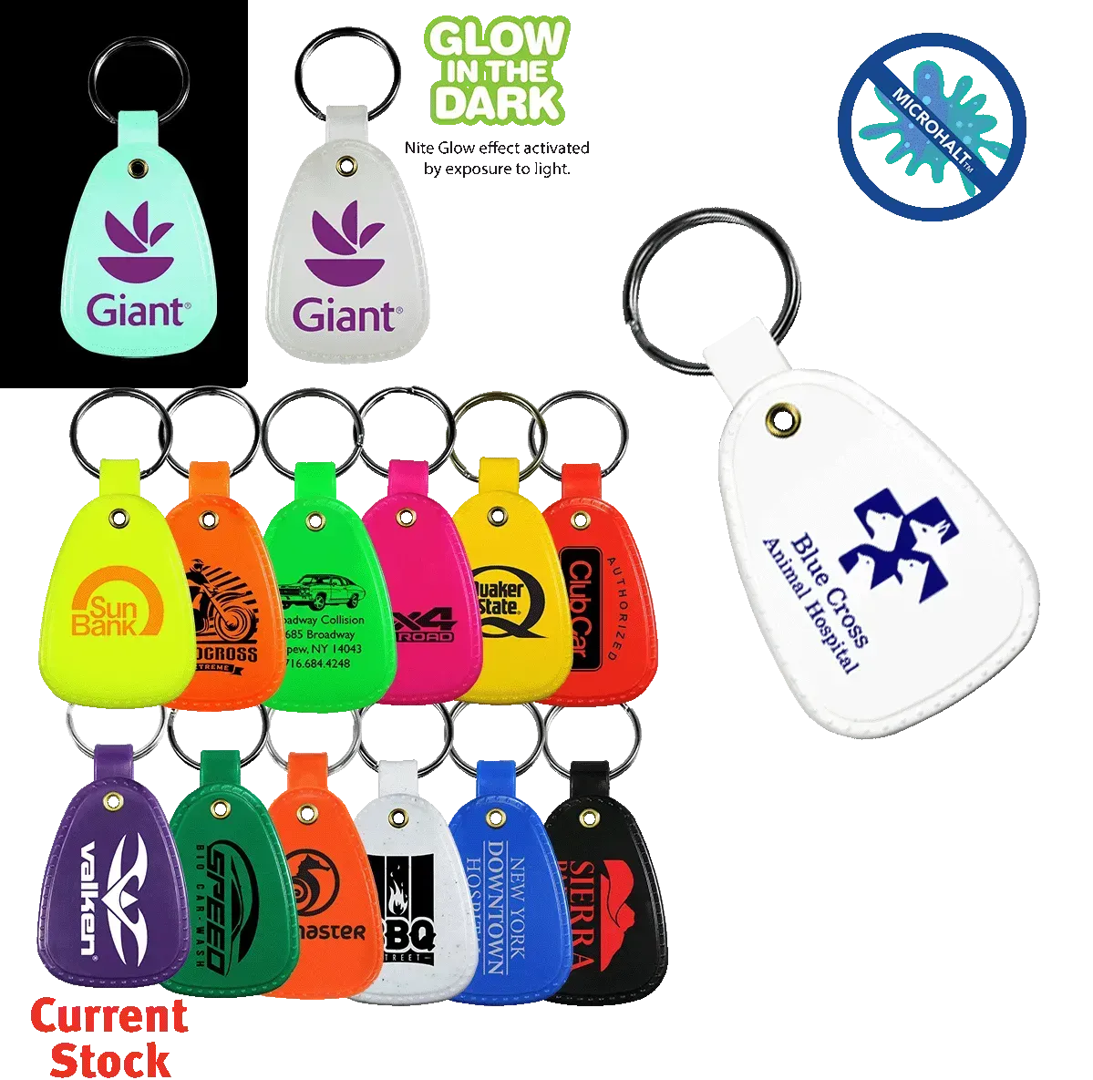 MicroHalt USA Antimicrobial Saddle Key Tag for Bacteria-Free Promotion