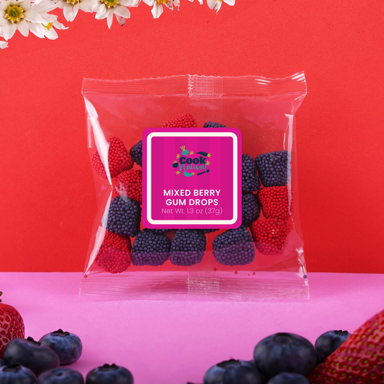 Mixed Berry Gum Drops Branded Packets 1.3 oz