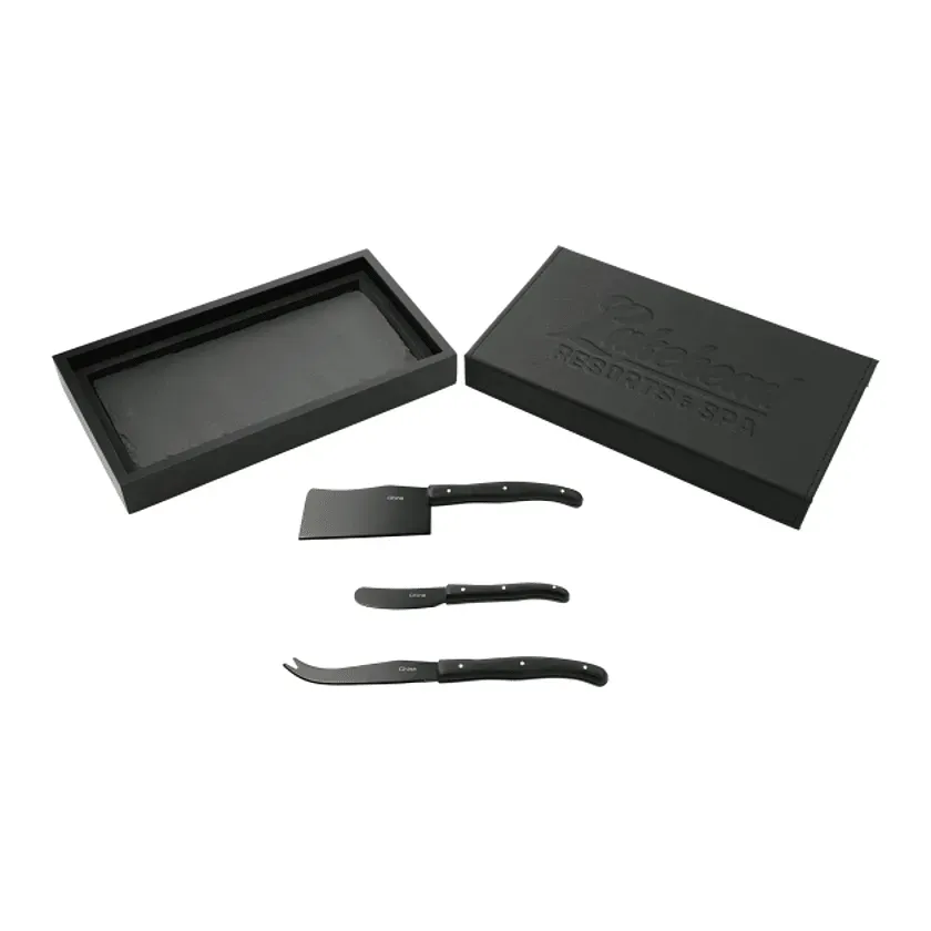 Custom Branded Modena Black Cheese & Serving Set