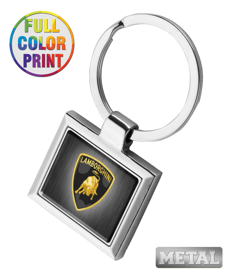 Modern Square Metal Keychain with Engraved Design