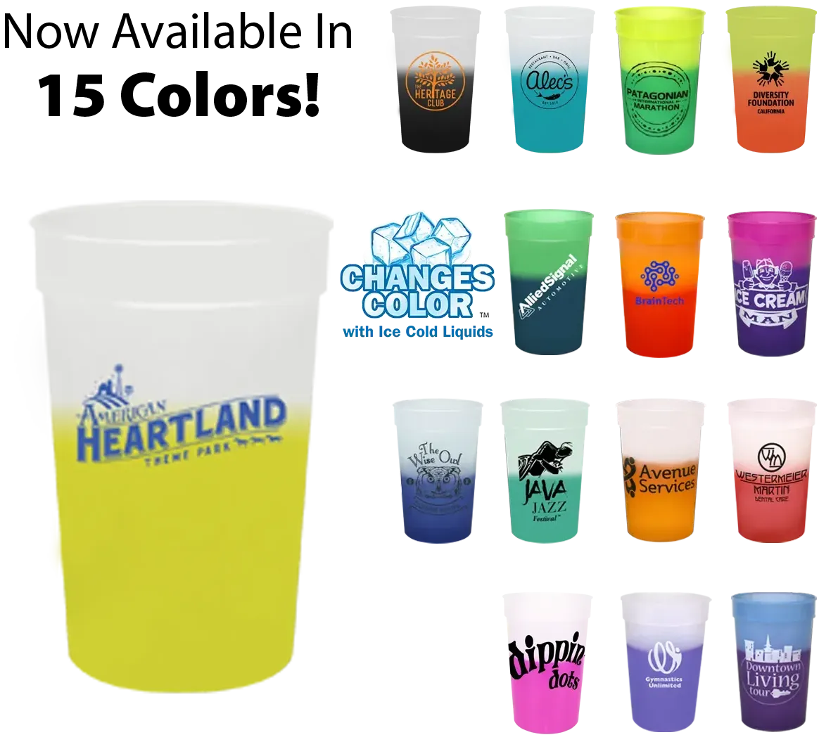 22 oz Color Changing Stadium Cup with Optional Lid - Customizable Promotional Drinkware