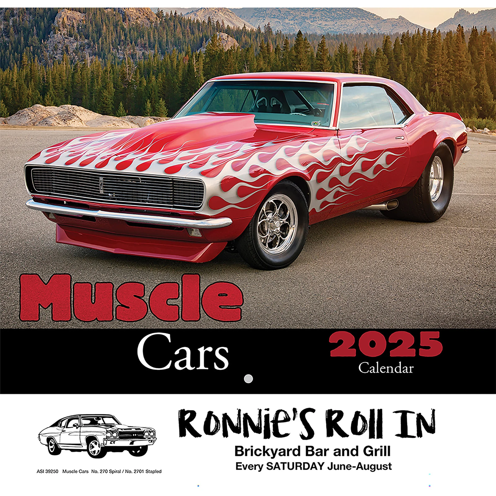 Muscle Cars Wall Calendar: 2025 Stapled