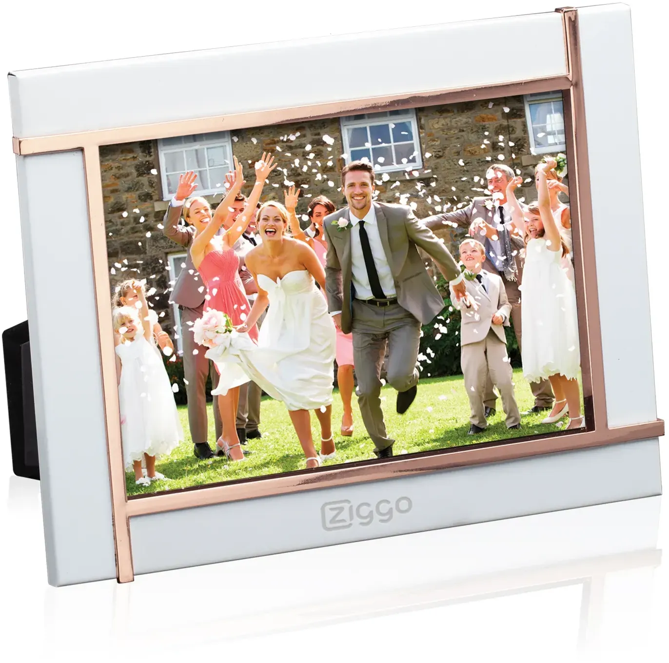 Trendy Satin White & Rose Gold Custom Photo Frame