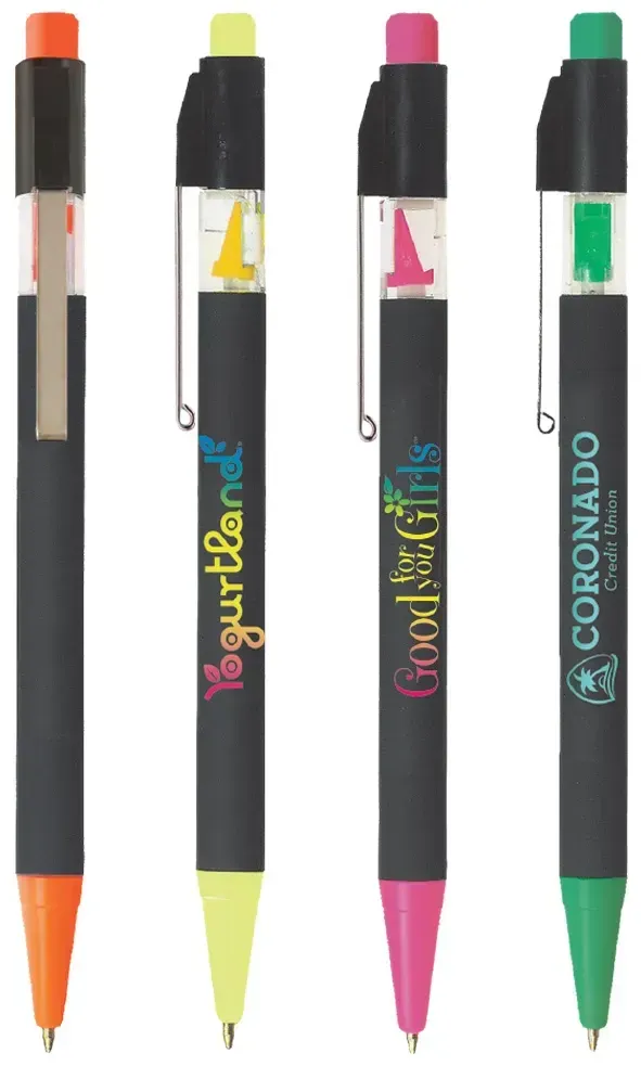 Neon Click-It Pen (Black or Blue Ink)