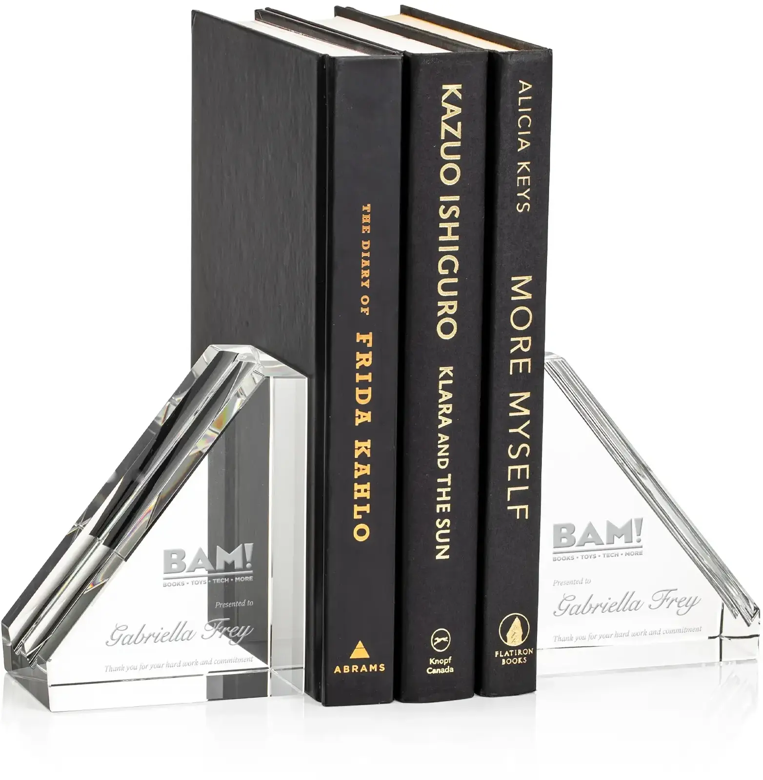 Imprinted Crystal Groove Bookends