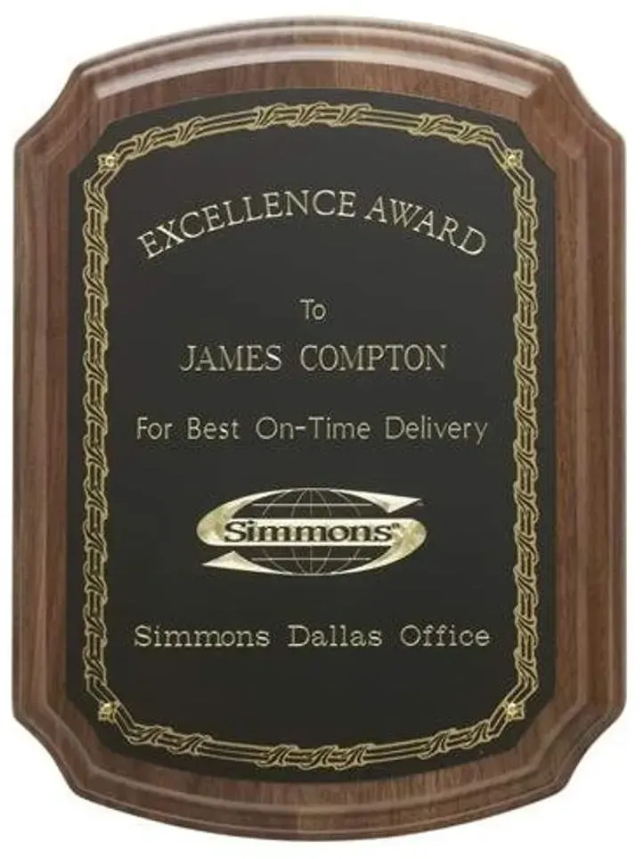 Custom Walnut Plaque with Black/Gold Trim – Premium Business Award