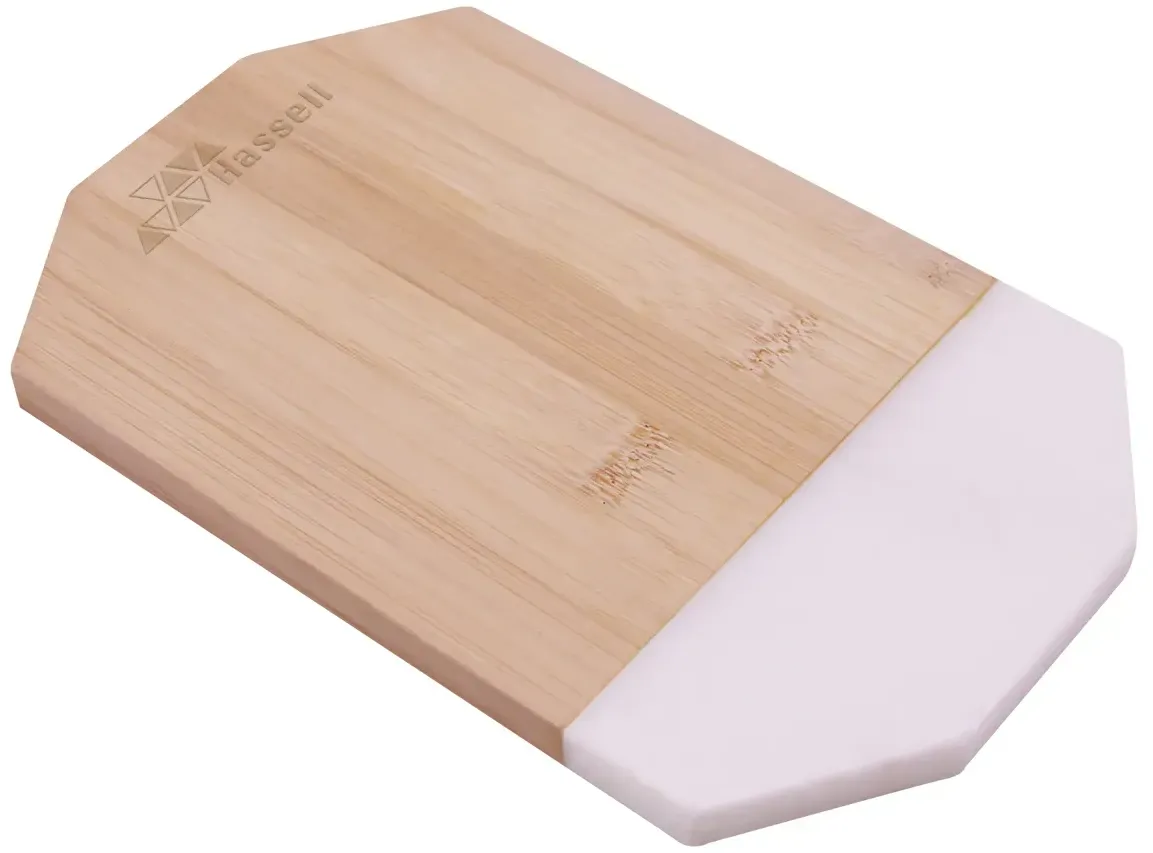 Octagonal Marble & Bamboo Cutting Board