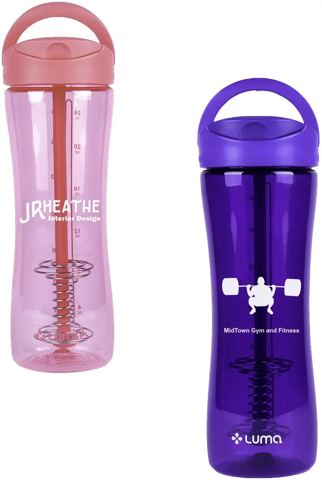 28 oz Promotional Luma Shaker Bottle with Hidden Handle and ActionRod Mixing Technology