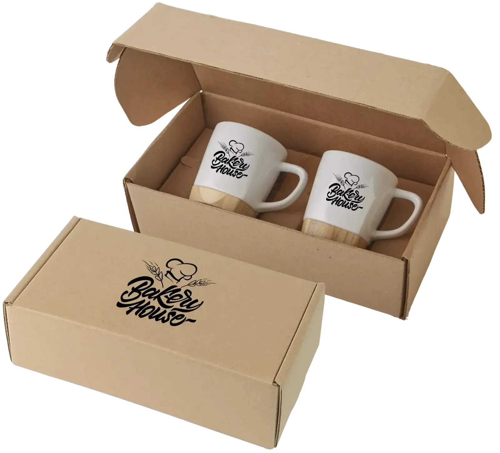 Personalized Ceramic Mug Gift Set with Removable Bamboo Coaster – Two 11 Oz. Mugs