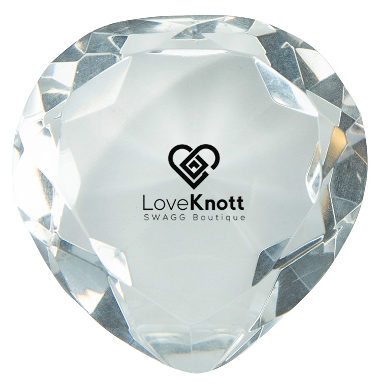 Personalized Crystal Heart Paperweights