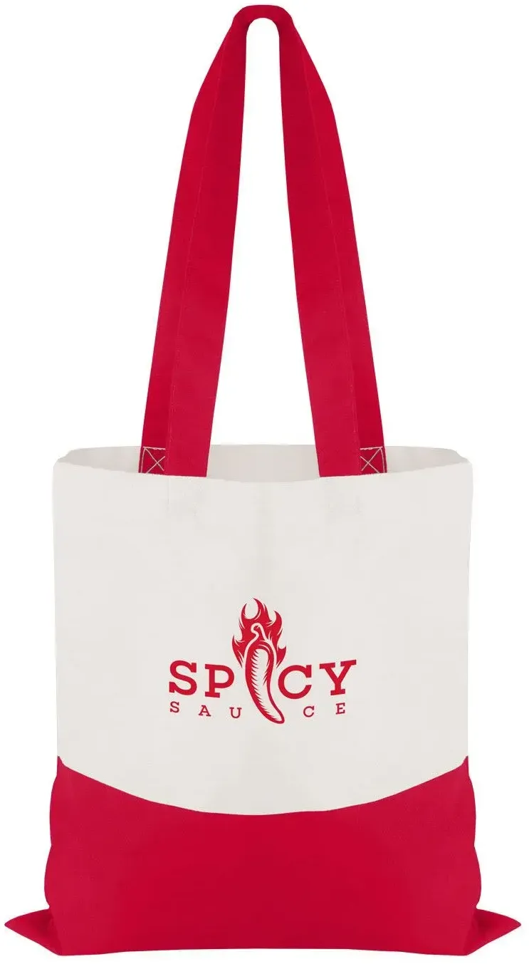 Personalized Flat Tote with Colored Accent Handles