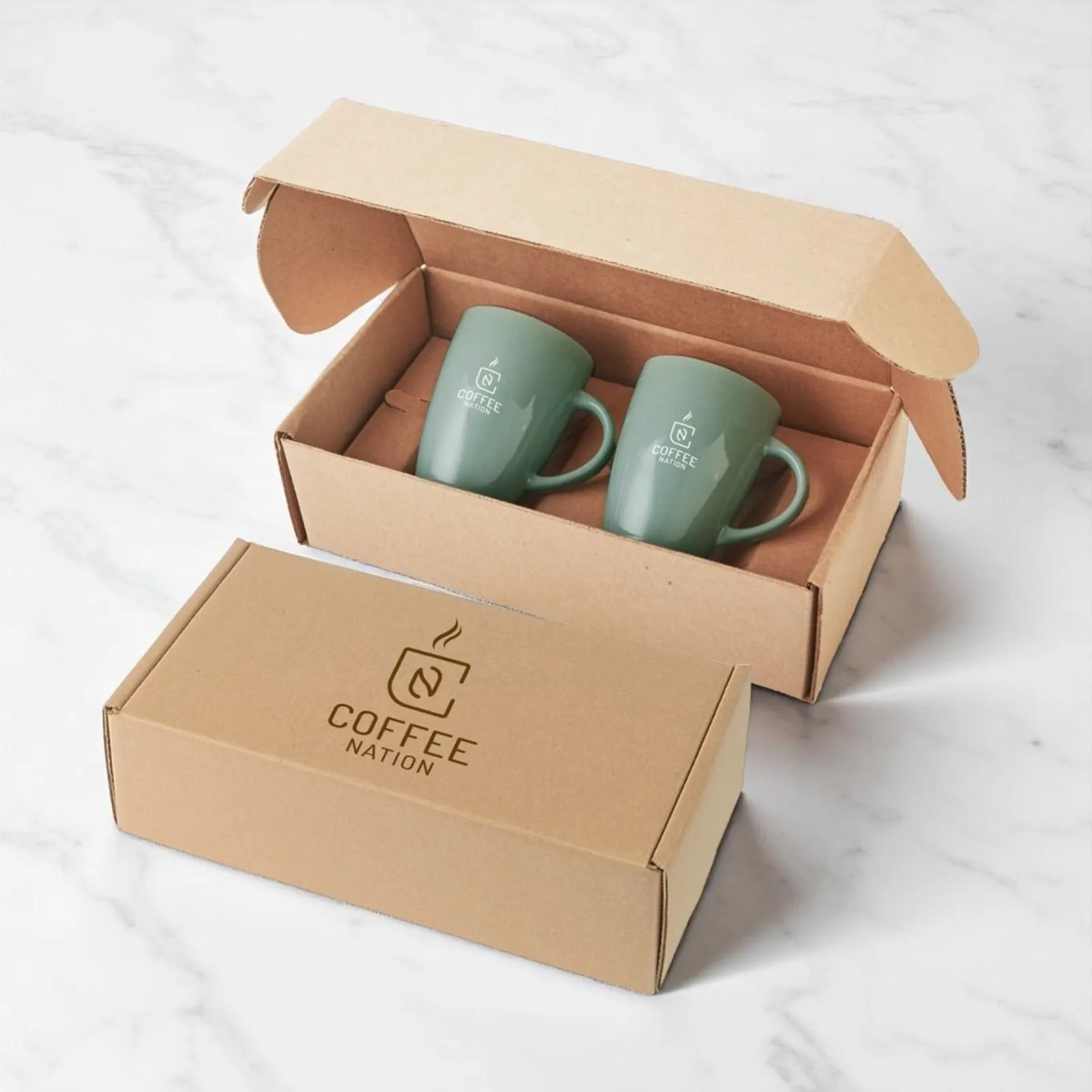 Personalized Pacific Ceramic Mug Gift Set – Two 12 Oz. Mugs in Eco Kraft Box