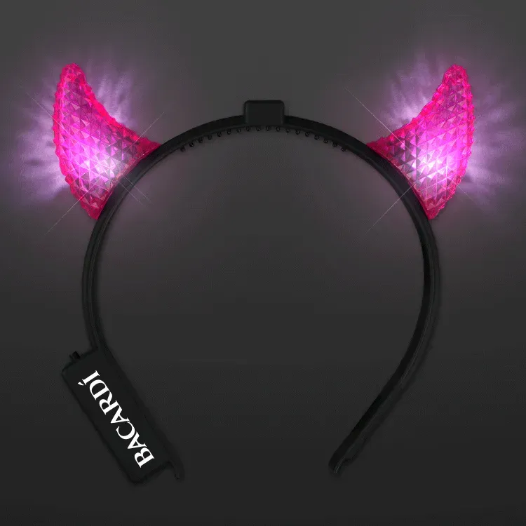 Pink Horns LED Headbands, Facetted Multi-Function