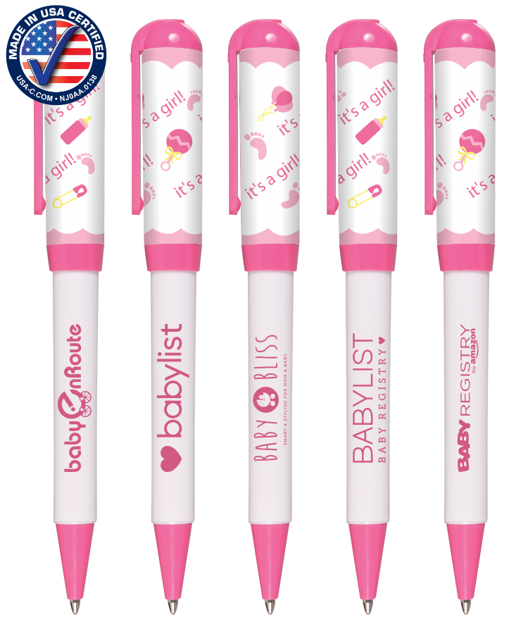 Pink Ribbon Twist Pen - Euro Style with Clip