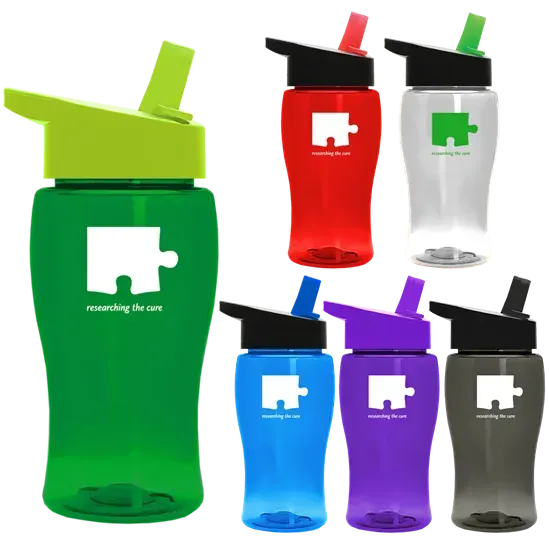 LogoBranded 18oz Transparent Bottle with Flip Straw Lid