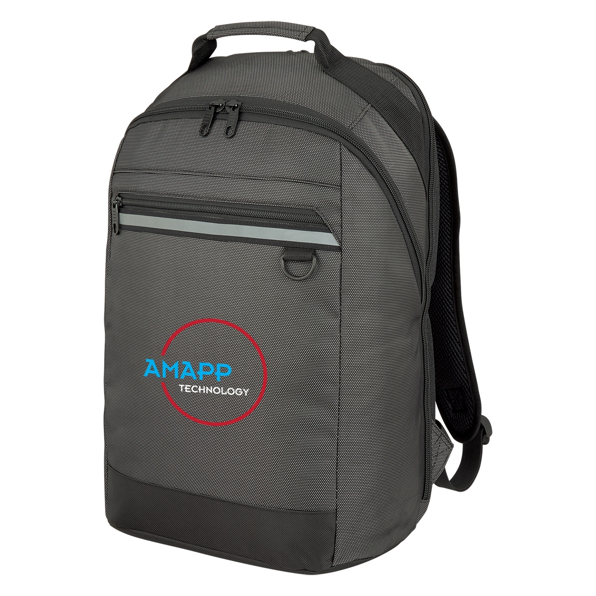 Polyester Reflective Accent Backpack w/ Front Zippered Compartments