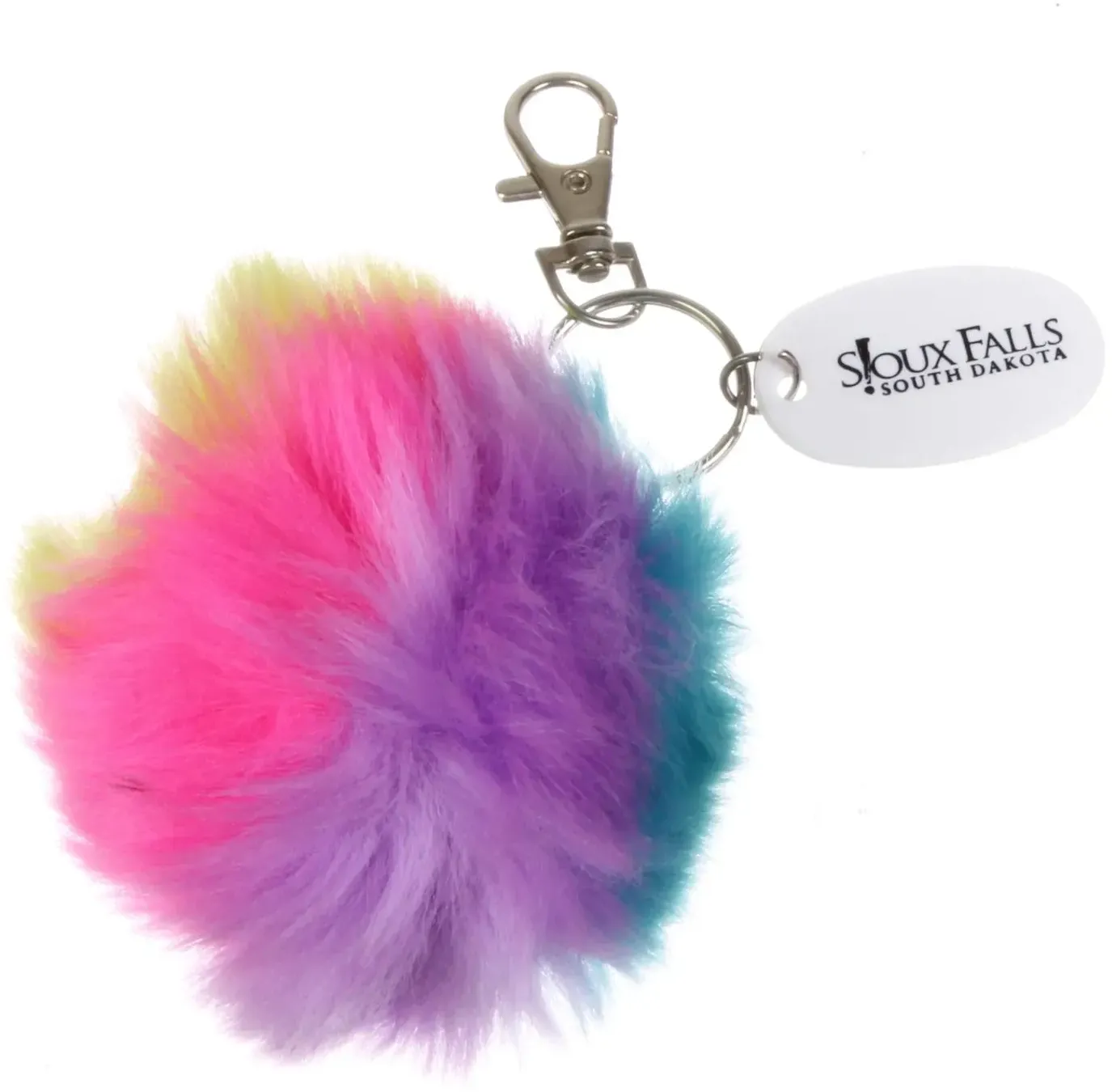 Custom Rainbow Pom Pom Keychain