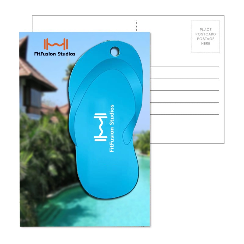 Post Card With Full-Color Blue Flip Flop Luggage Tag