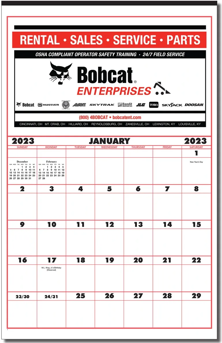 Poster Size Contractor's 12 Sheet Wall Calendar