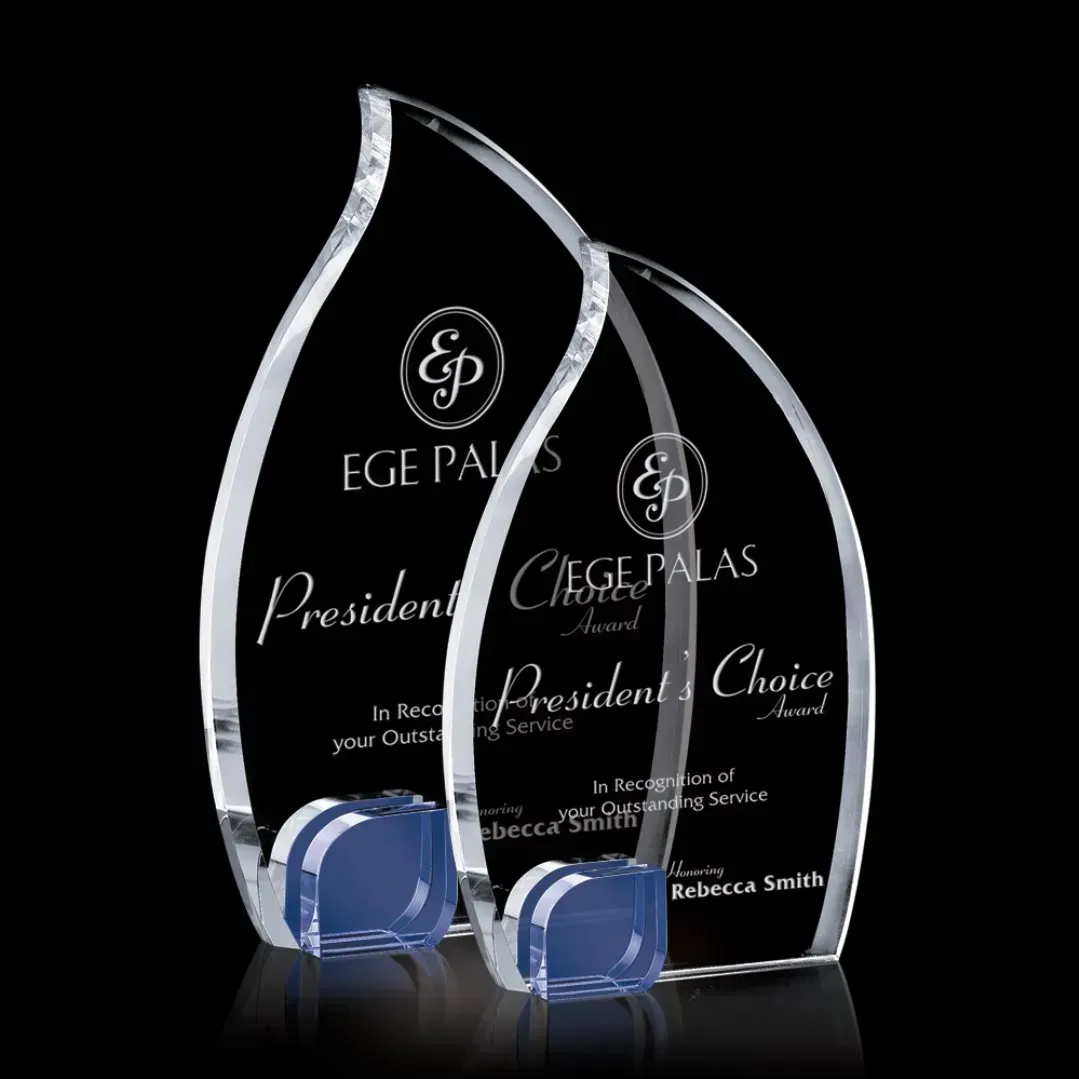 Custom Flame Award with Blue Accent - Premium Recognition