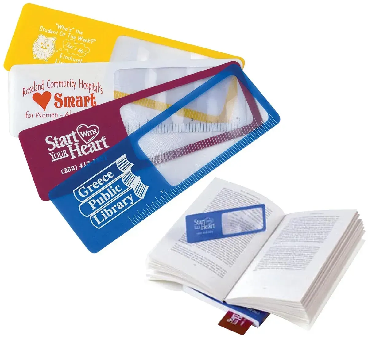 Promotional Bookmark Magnifier with 4" Ruler – 5X, Flexible & Unbreakable
